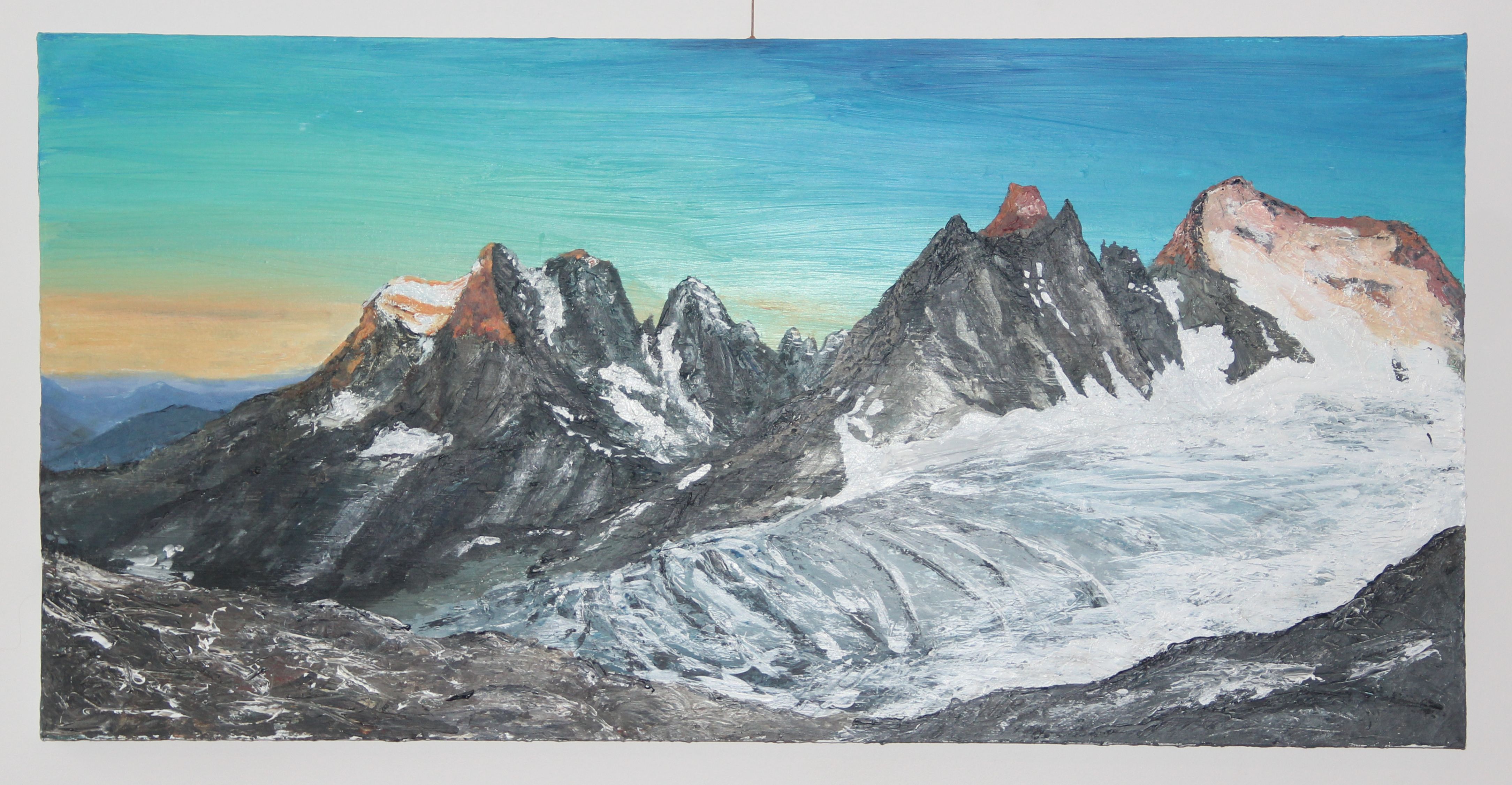 The Barre des Ecrins at Sunrise, acrylic on canvas.