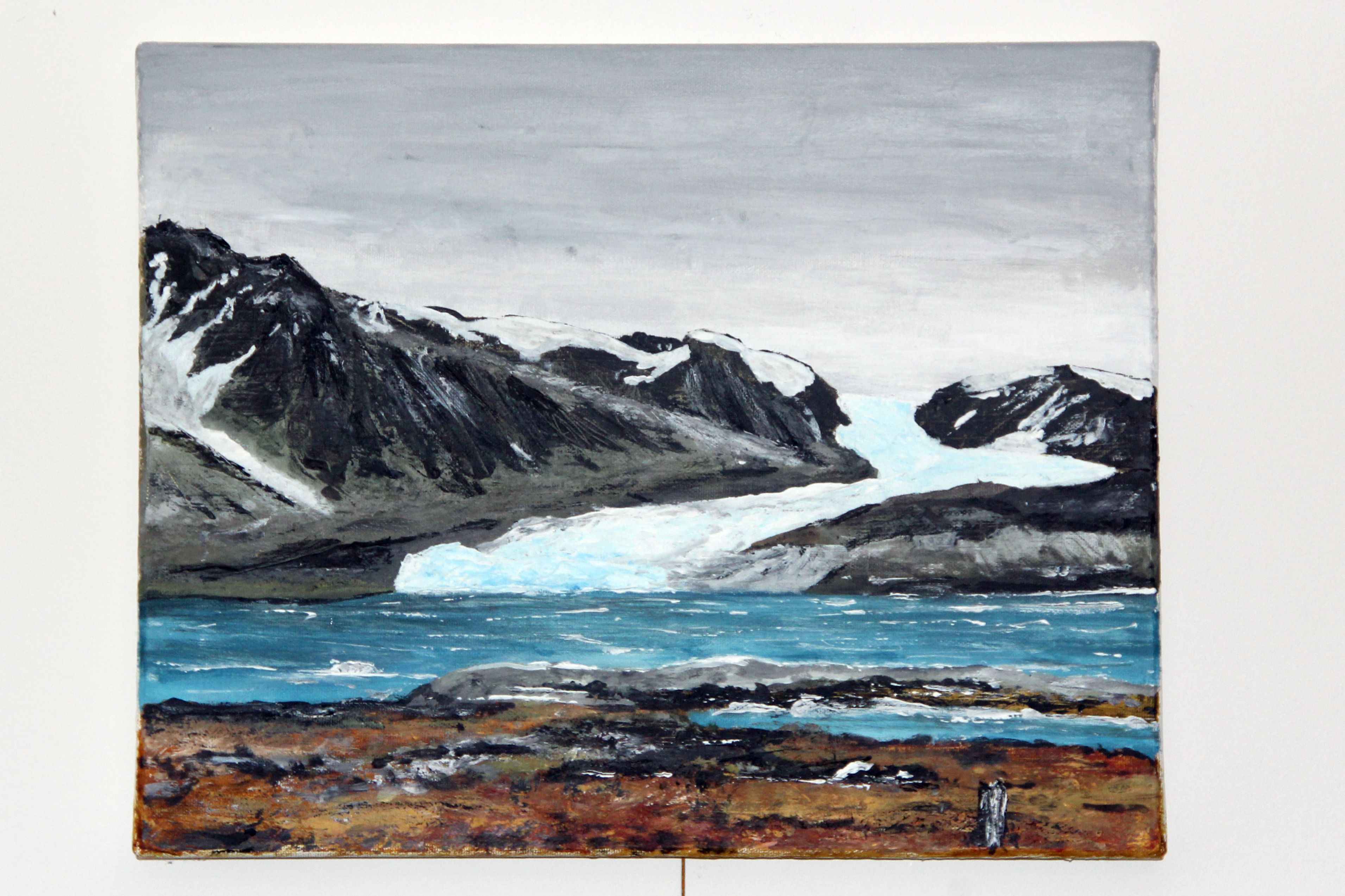Conwaybreen, Svalbard on a cold summer day, acrylic on canvas.